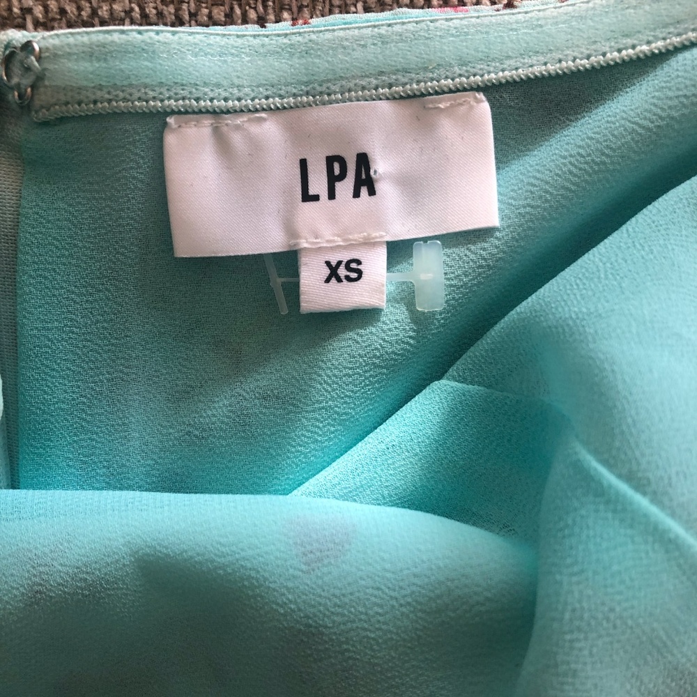 LPA Dress 141 XS $318 Mint Floral Off the shoulder - Picture 6 of 8
